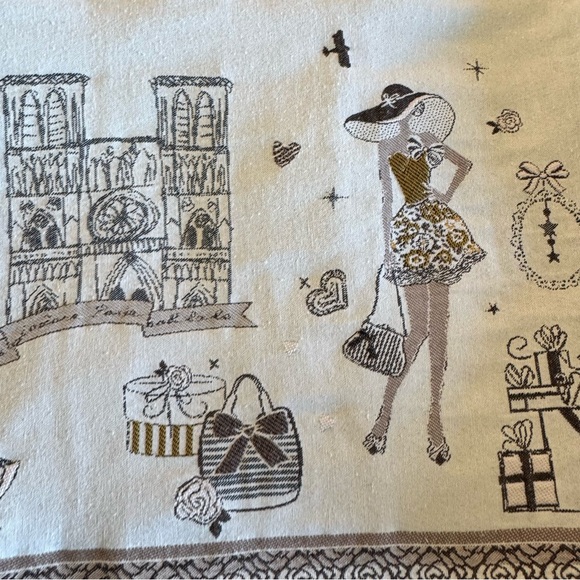 SAFECO FRANCE Weaved Paris Theme Attractions Tablecloth 108” X 52” Eiffel